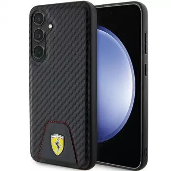Ferrari FEHCS24MN3PUK Cietais Maciņš Samsung Galaxy S24+ (SM-S926) - Oglekļa Šuve Apakšdaļa - Melns