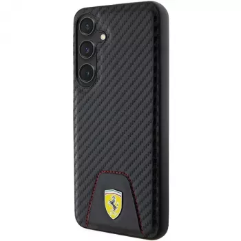 Ferrari FEHCS24MN3PUK Cietais Maciņš Samsung Galaxy S24+ (SM-S926) - Oglekļa Šuve Apakšdaļa - Melns