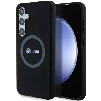 BMW M Collection Silicone Hard Case ar gredzena turētāju un MagSafe Samsung Galaxy S24+ (SM-S926) - Melns