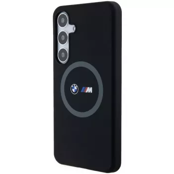 BMW M Collection Silicone Hard Case ar gredzena turētāju un MagSafe Samsung Galaxy S24+ (SM-S926) - Melns