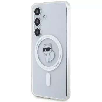 Karl Lagerfeld KLHMS24SHFCCNOT Cietais vāciņš Samsung Galaxy S24, Caurspīdīgs, MagSafe, Choupette dizains