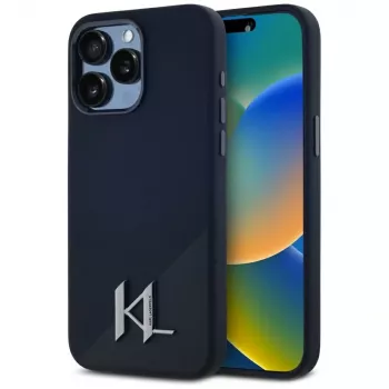Karl Lagerfeld Silicone ShadowMetal Initial MagSafe Case for iPhone 15 Pro Max Black