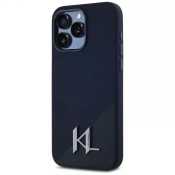 Karl Lagerfeld Silicone ShadowMetal Initial MagSafe Case for iPhone 15 Pro Max Black
