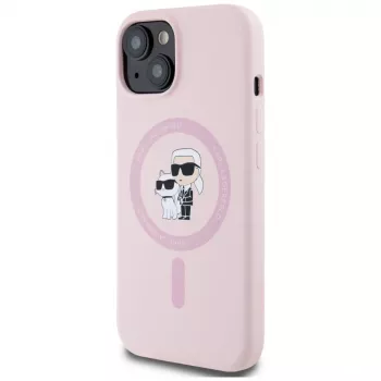 Karl Lagerfeld Silicone Karl & Choupette MagSafe Case for iPhone 15 Pink