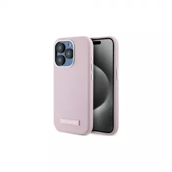Karl Lagerfeld KLHMP15LPGMSRPP iPhone 15 Pro 6,1 inch Pink Hardcase ar Metāla Plāksni MagSafe