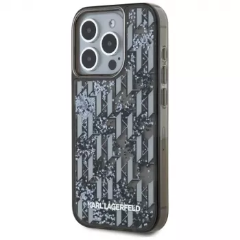 Karl Lagerfeld Liquid Glitter Monogram Gradient Case for iPhone 15 Pro Max, Black