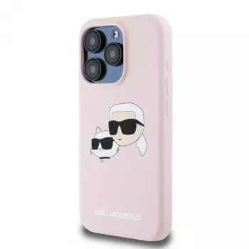 Karl Lagerfeld KLHMP15XSKCHPPLP iPhone 15 Pro Max 6,7 inch Pink Hardcase Silicone Karl & Choupette MagSafe