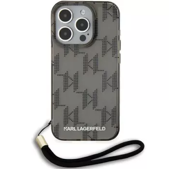 Karl Lagerfeld KLHCP15XHKDPNSK iPhone 15 Pro Max 6.7 Black Hardcase IML Mono KL Pattern & Cord