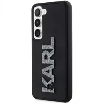 Karl Lagerfeld KLHCS24S3DMBKCK cietais vāciņš Samsung Galaxy S24, melns, 3D gumijas mirdzošs logo