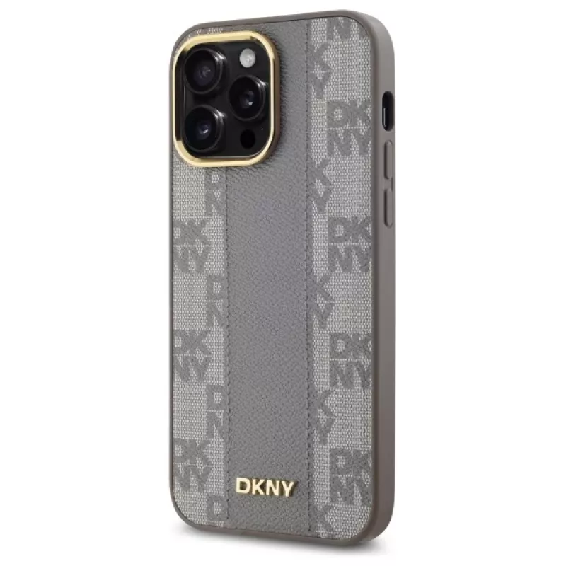 DKNY DKHMP14XPCPVSLE iPhone 14 Pro Max 6,7 inch Hardcase Leather Checkered Mono Pattern MagSafe Beige