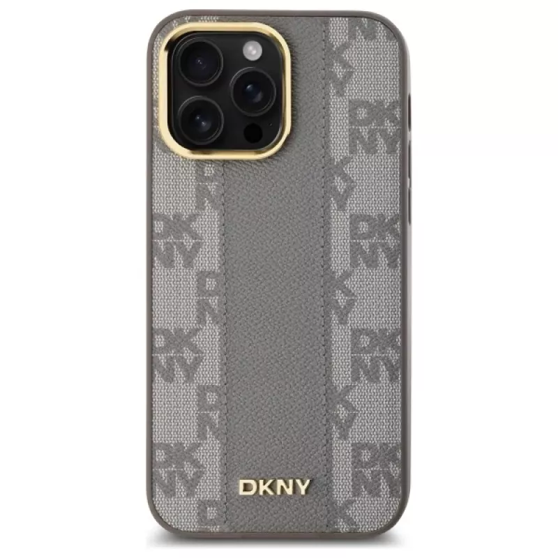 DKNY DKHMP14XPCPVSLE iPhone 14 Pro Max 6,7 inch Hardcase Leather Checkered Mono Pattern MagSafe Beige