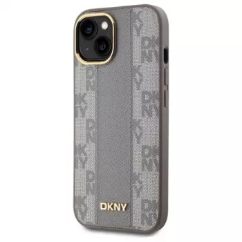 DKNY DKHMP15MPCPVSLE iPhone 15 Plus 6,7 inch Beige Hardcase Leather Checkered Mono Pattern MagSafe