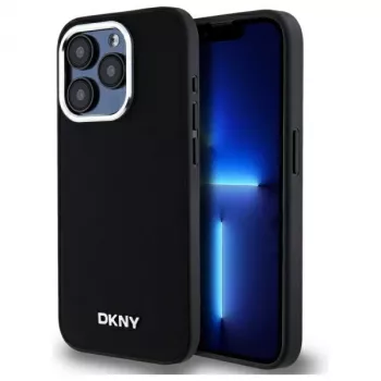 DKNY DKHMP15XPSCMCLK Cietais Maciņš Apple iPhone 15 Pro Max 6,7 inch Melns Vienkāršs Logotips MagSafe