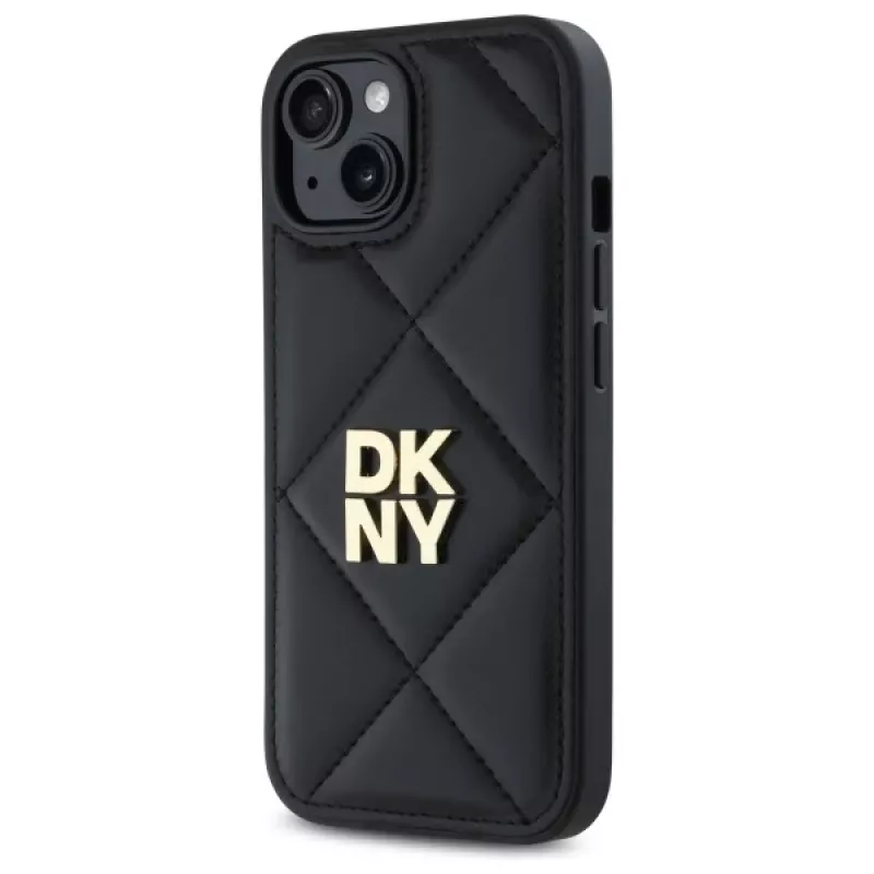 DKNY DKHCP15SPQDSLK Quilted Stack Logo Back Cover Apple iPhone 15 6,1 inch Melns