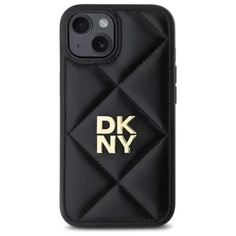 DKNY DKHCP15SPQDSLK Quilted Stack Logo Back Cover Apple iPhone 15 6,1 inch Melns