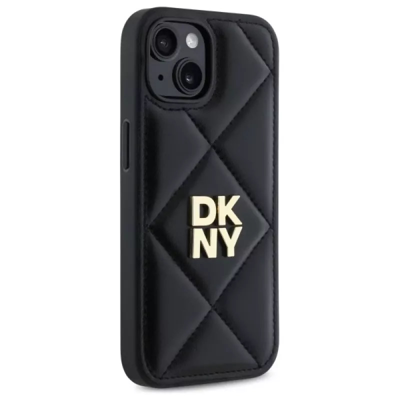 DKNY DKHCP15SPQDSLK Quilted Stack Logo Back Cover Apple iPhone 15 6,1 inch Melns