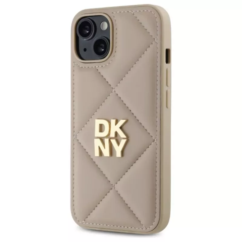 DKNY DKHCP14SPQDSLE Quilted Stack Logo Case Apple iPhone 14 6,1 inch Smilškrāsas