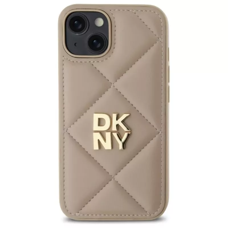 DKNY DKHCP14SPQDSLE Quilted Stack Logo Case Apple iPhone 14 6,1 inch Smilškrāsas