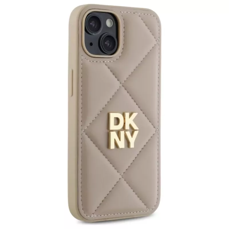 DKNY DKHCP14SPQDSLE Quilted Stack Logo Case Apple iPhone 14 6,1 inch Smilškrāsas