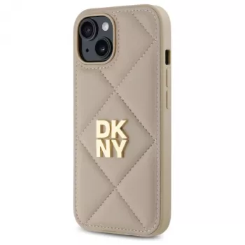 DKNY DKHCP15SPQDSLE Quilted Stack Logo Maciņš iPhone 15 6,1 inch Bēšs
