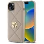 DKNY DKHCP15MPQDSLE Quilted Stack Logo Back Cover iPhone 15 Plus - Bēšs