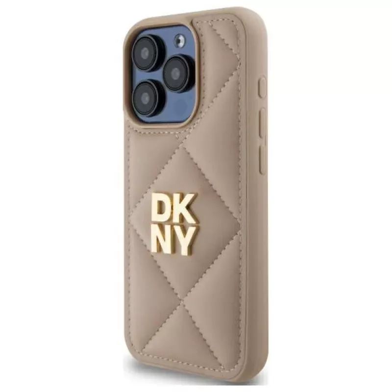 DKNY DKHCP15XPQDSLE Quilted Stack Logo Back Cover Apple iPhone 15 Pro Max 6,7 inch Bēšs