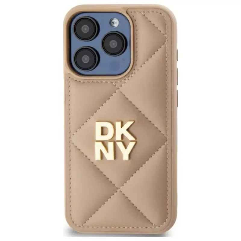 DKNY DKHCP15XPQDSLE Quilted Stack Logo Back Cover Apple iPhone 15 Pro Max 6,7 inch Bēšs