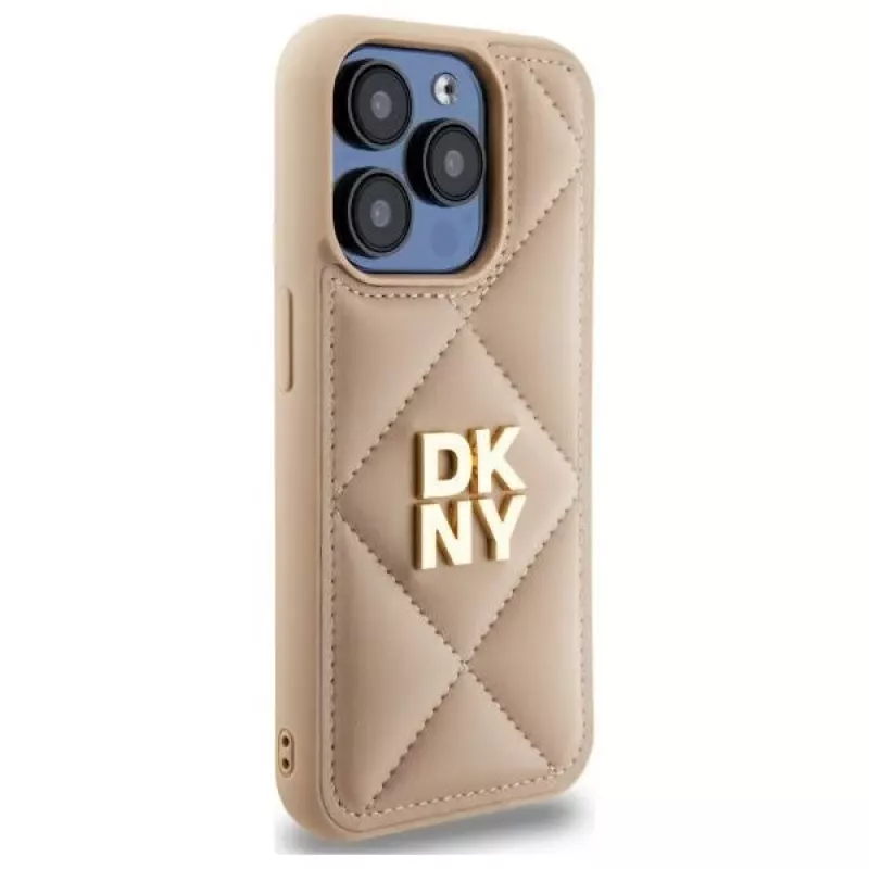 DKNY DKHCP15XPQDSLE Quilted Stack Logo Back Cover Apple iPhone 15 Pro Max 6,7 inch Bēšs