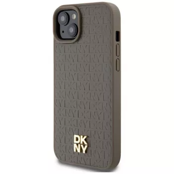 DKNY DKHMP15MPSHRPSW Hardcase Leather Pattern with Metal Logo MagSafe for iPhone 15 Plus / 14 Plus 6,7 inch Brown