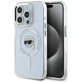KARL LAGERFELD IML Metal Karl Head MagSafe Case for Apple iPhone 15 Pro, White