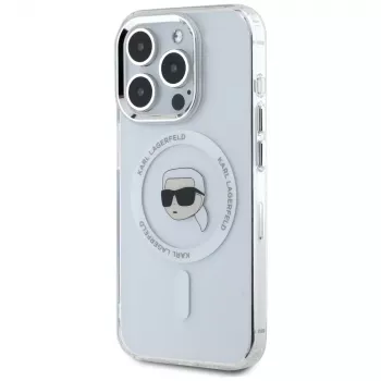 KARL LAGERFELD IML Metal Karl Head MagSafe Case for Apple iPhone 15 Pro, White