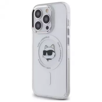 Karl Lagerfeld KLHMP14LHLSCHH iPhone 14 Pro 6.1 Hardcase IML Metal Choupette Head MagSafe White