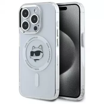 Karl Lagerfeld KLHMP15XHLSCHH Hardcase IML Metal Choupette Head MagSafe for iPhone 15 Pro Max 6,7 inch White