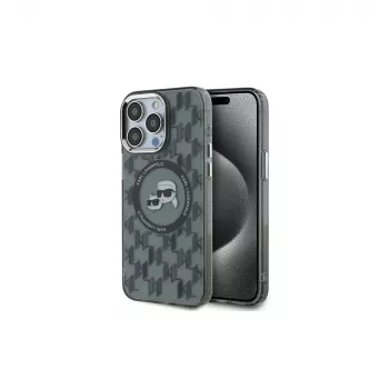 Karl Lagerfeld IML Monogram Karl & Choupette Head MacSafe Macītis iPhone 15 Pro Max 6,7 inch Melns