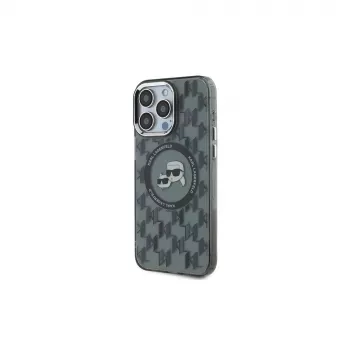 Karl Lagerfeld IML Monogram Karl & Choupette Head MacSafe Macītis iPhone 15 Pro Max 6,7 inch Melns