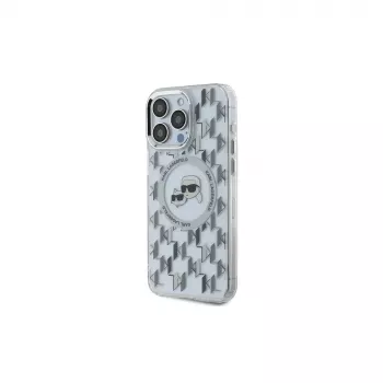 Karl Lagerfeld KLHMP15LHMCKMHT iPhone 15 Pro 6.1 Caurspīdīgs IML Monogram Karl & Choupette Head MagSafe Maciņš