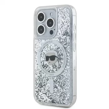 Karl Lagerfeld KLHMP15LLGKISGH iPhone 15 Pro 6,1 inch Hardcase Transparent Liquid Glitter Karl Head MagSafe