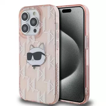 Karl Lagerfeld KLHCP14LHKLPCHP Cietais maciņš Apple iPhone 14 Pro 6,1 inch rozā IML Choupette Head & Monogram