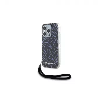 Karl Lagerfeld Zebra With Cord Back Cover for Apple iPhone 15 Pro Max 6.7 Purple