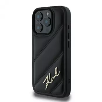 Karl Lagerfeld Quilted Signature Hard Case iPhone 16 Pro, Melns