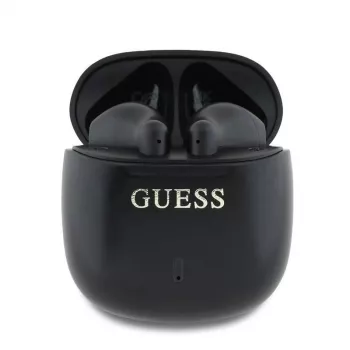 Guess GUTWSJ14ESGKTWS True Wireless Bluetooth 5.3 In-Ear austiņas ar uzlādes futrāli, melnas, Classic Logo Print