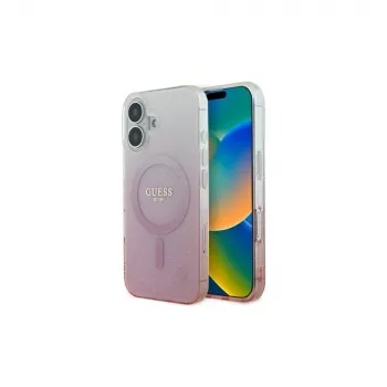 Guess IML Glitter Gradient MagSafe Case iPhone 16 (Rozā)