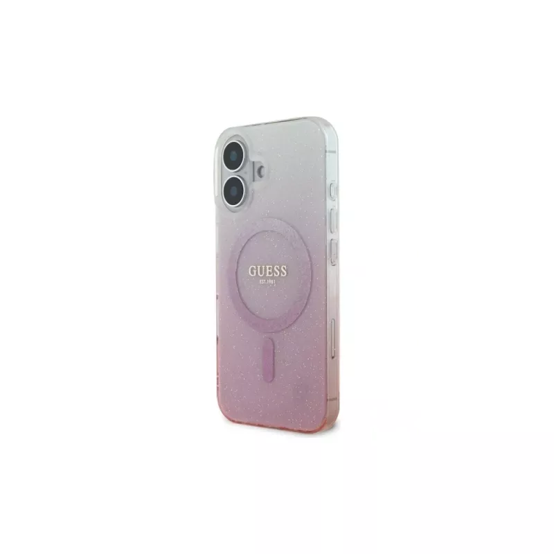Guess IML Glitter Gradient MagSafe Case iPhone 16 (Rozā)