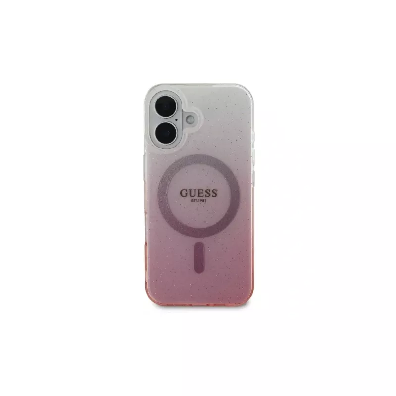 Guess IML Glitter Gradient MagSafe Case iPhone 16 (Rozā)