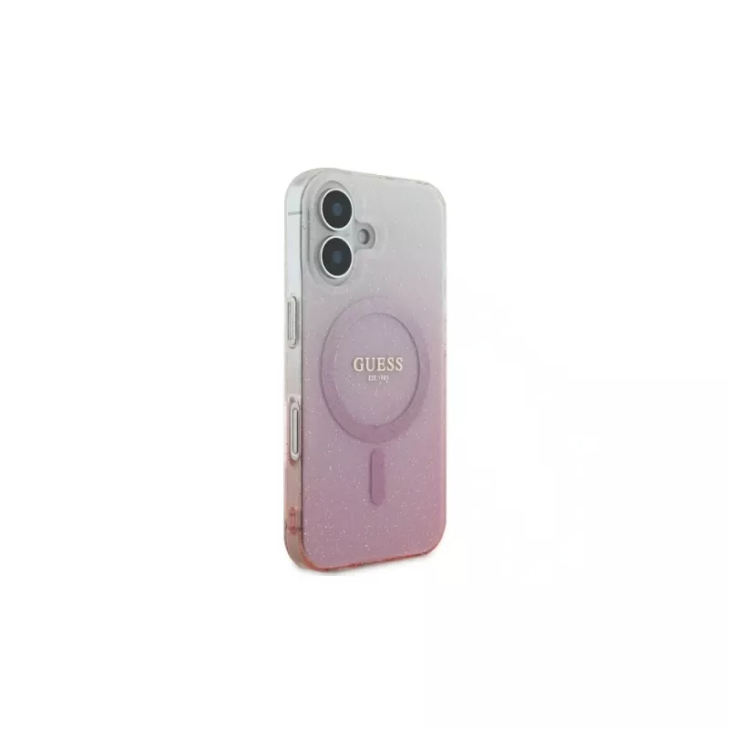 Guess IML Glitter Gradient MagSafe Case iPhone 16 (Rozā)