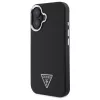 Guess Grained Triangle MagSafe Hard Case for Apple iPhone 16 Plus - Black