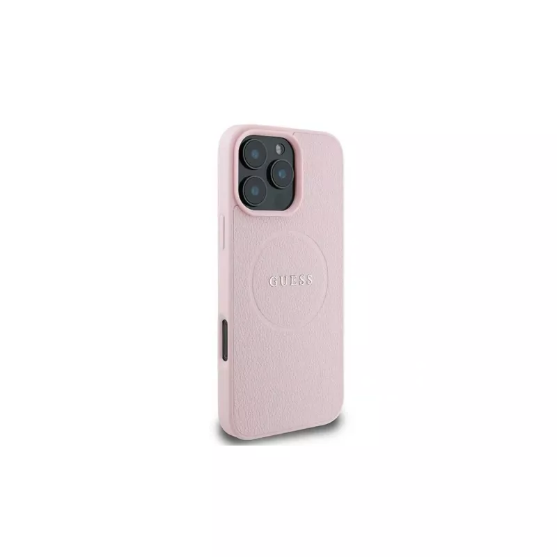 Guess GUHMP16LPGHSMMP iPhone 16 Pro 6,3 inch Pink Hardcase Grained Ring MagSafe