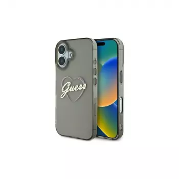 Guess GUHCP16MHCHGSPK Hardcase iPhone 16 Plus 6,7 inch Melna Sirds IML