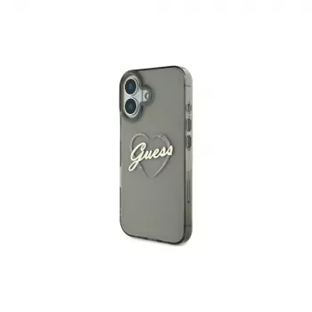 Guess GUHCP16MHCHGSPK Hardcase iPhone 16 Plus 6,7 inch Melna Sirds IML