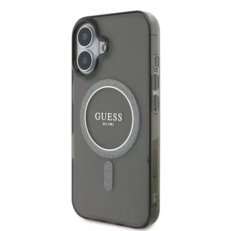 Guess GUHMP16MHFGEREK iPhone 16 Plus 6.7 Black Hardcase IML Glitter Circle MagSafe